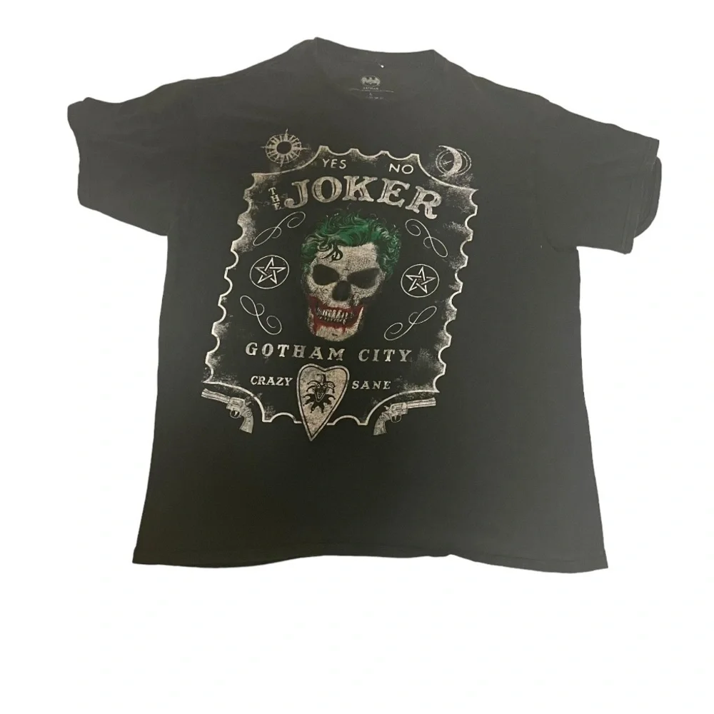 Batman Shirt Men Large Black Joker‎ Crazy Guns Graphic Lightweight Casual Tee